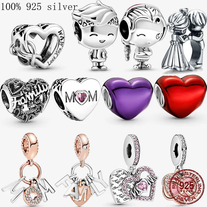 

New free shipping Best Friends Heart & Key family mom Dangle bead Safety Chain fit Original Pandora bracelet charm Women Jewelry