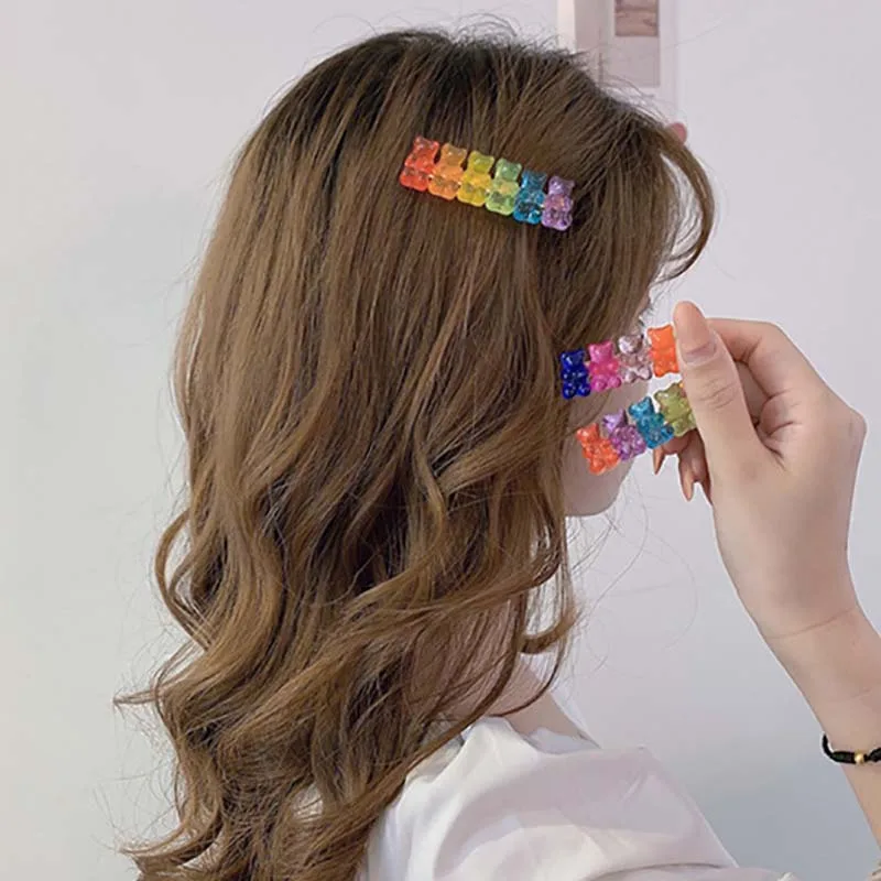 

candy color gummy bear hairpin cute hairpin side clip rainbow bangs girl heart hair accessory hairpin hairpins for hair women