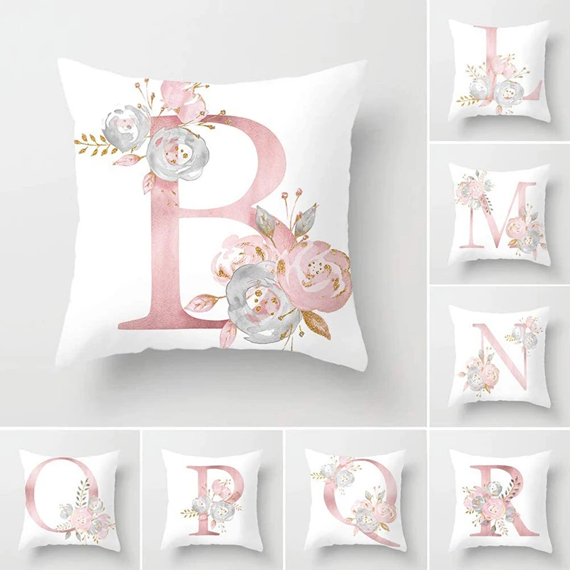 Декоративная розовая наволочка с буквенным принтом диванные подушки из