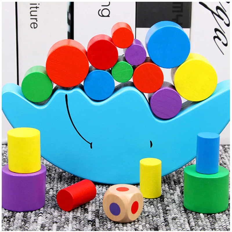 

Baby Early Learning Toy Wood Moon Balancing Educational Toys Building Blocks Kids Children Balancing Toy
