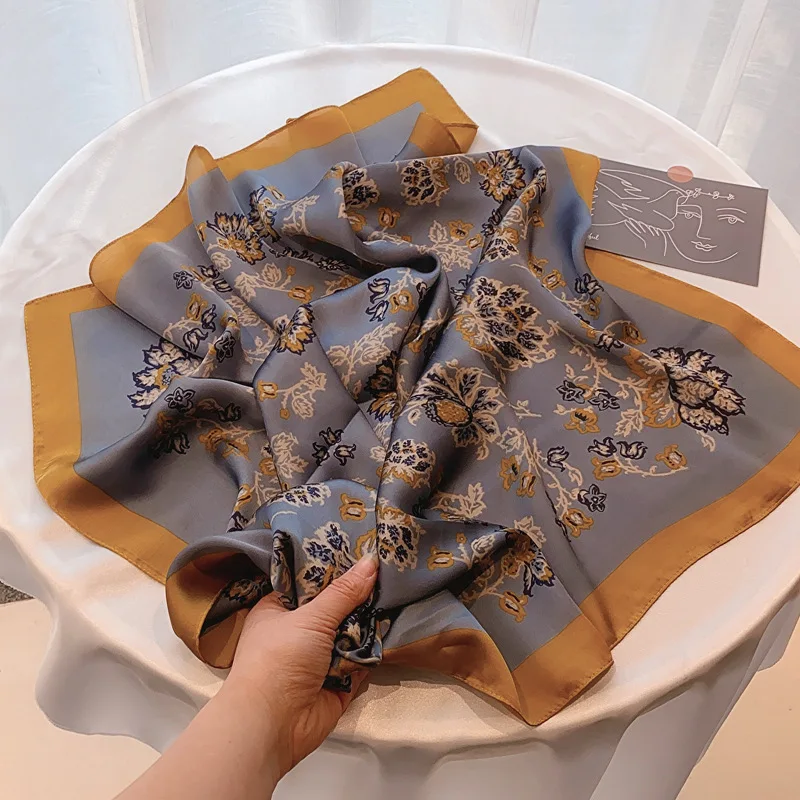 

New Silk Scarf Woman Elegant Small Square Scarves Luxury Neck Scarf Bag Ascessory Scarf Muslim Hijab Bandana Female Wraps