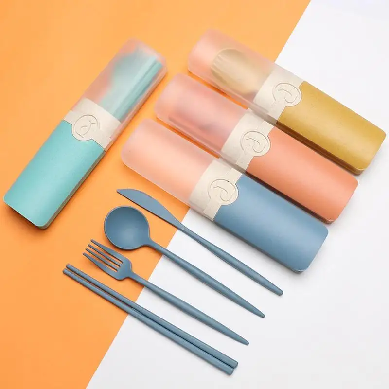 1 комплект соломенная посуда портативный многоразовый нож ложка вилка палочки