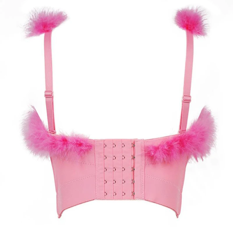 Женский укороченный топ с чашками пуш-ап розовый однотонный на тонких бретельках