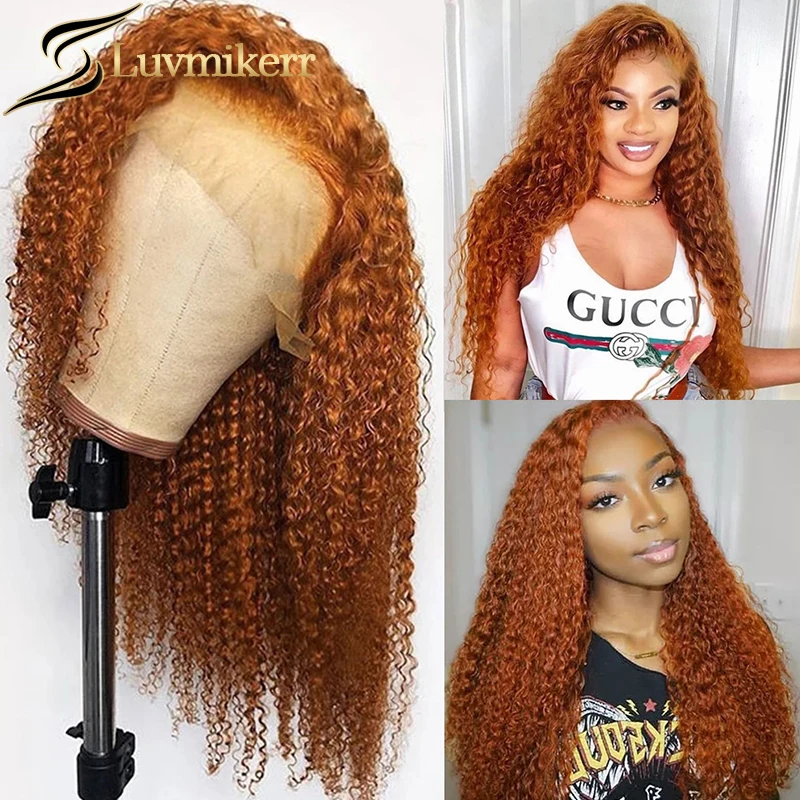 

Парик из натуральных волос, крупные кудрявые волны, имбирный оранжевый, 13x6, Hd, для чернокожих женщин, 250