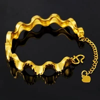 hi wave pattern bracelet female 24k gold chain hand party friend birthday gift girl fine jewelry womens