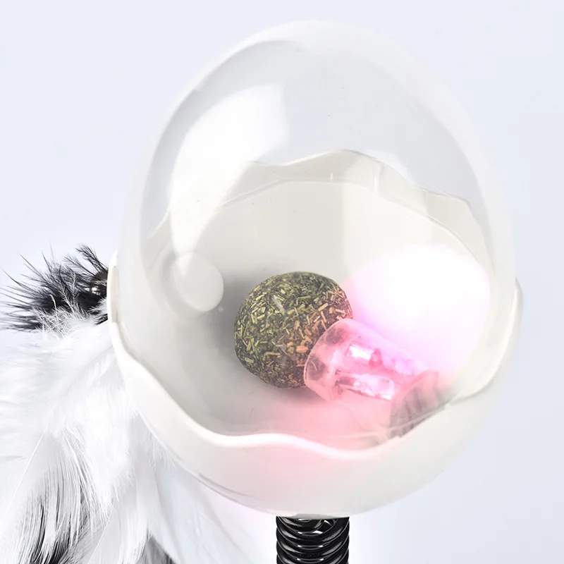 

Cat Toy LED Funny Feather Cat Sucker Elastic Interactive Cat toys stick With Catnip Interactive Feeder toys for Cats