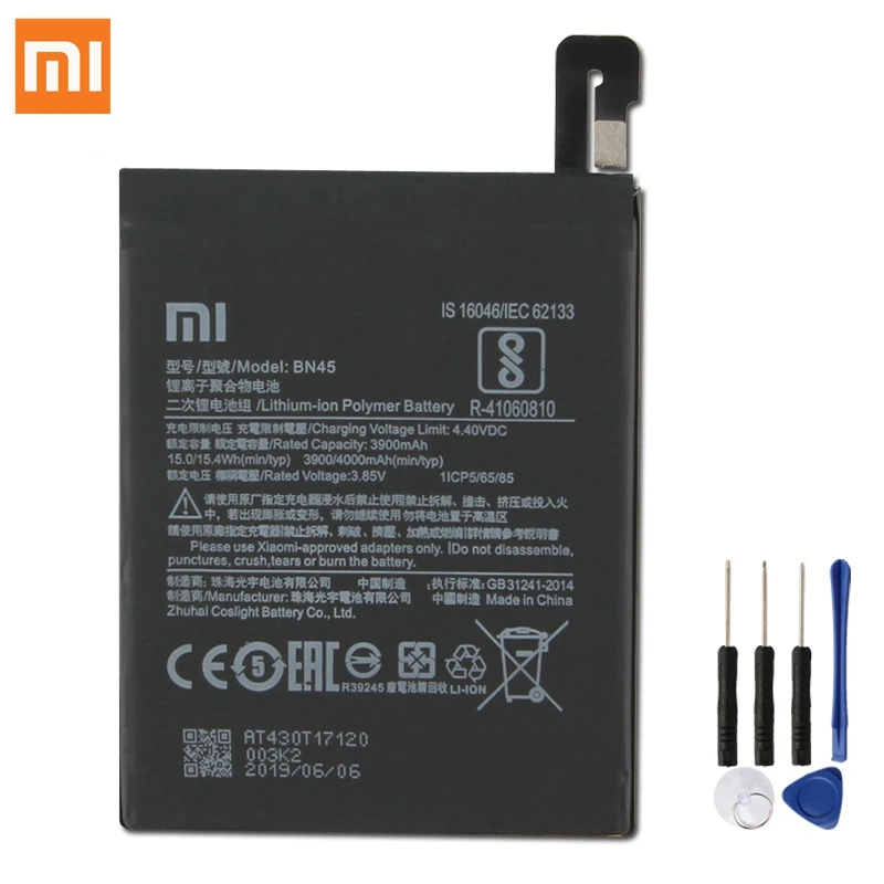 Оригинальная сменная батарея для Xiaomi mi note2 Red mi Note 5 Redrice Note5 BN45, настоящая батарея для телефона 4000 мАч