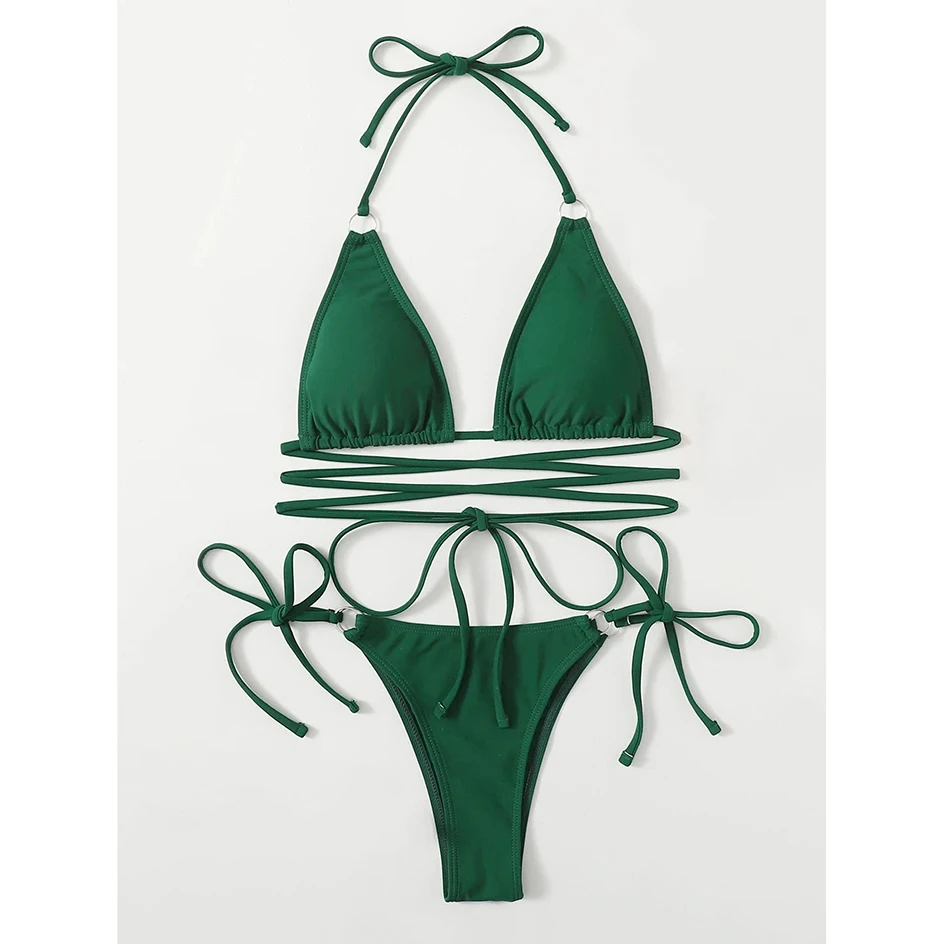 

Sexy Micro Bikini 2021 Criss Cross Swimwear Bandage Woman Swimsuit Female Thong Bikinis Set 2 Piece Women Bathing Suit Beachwear