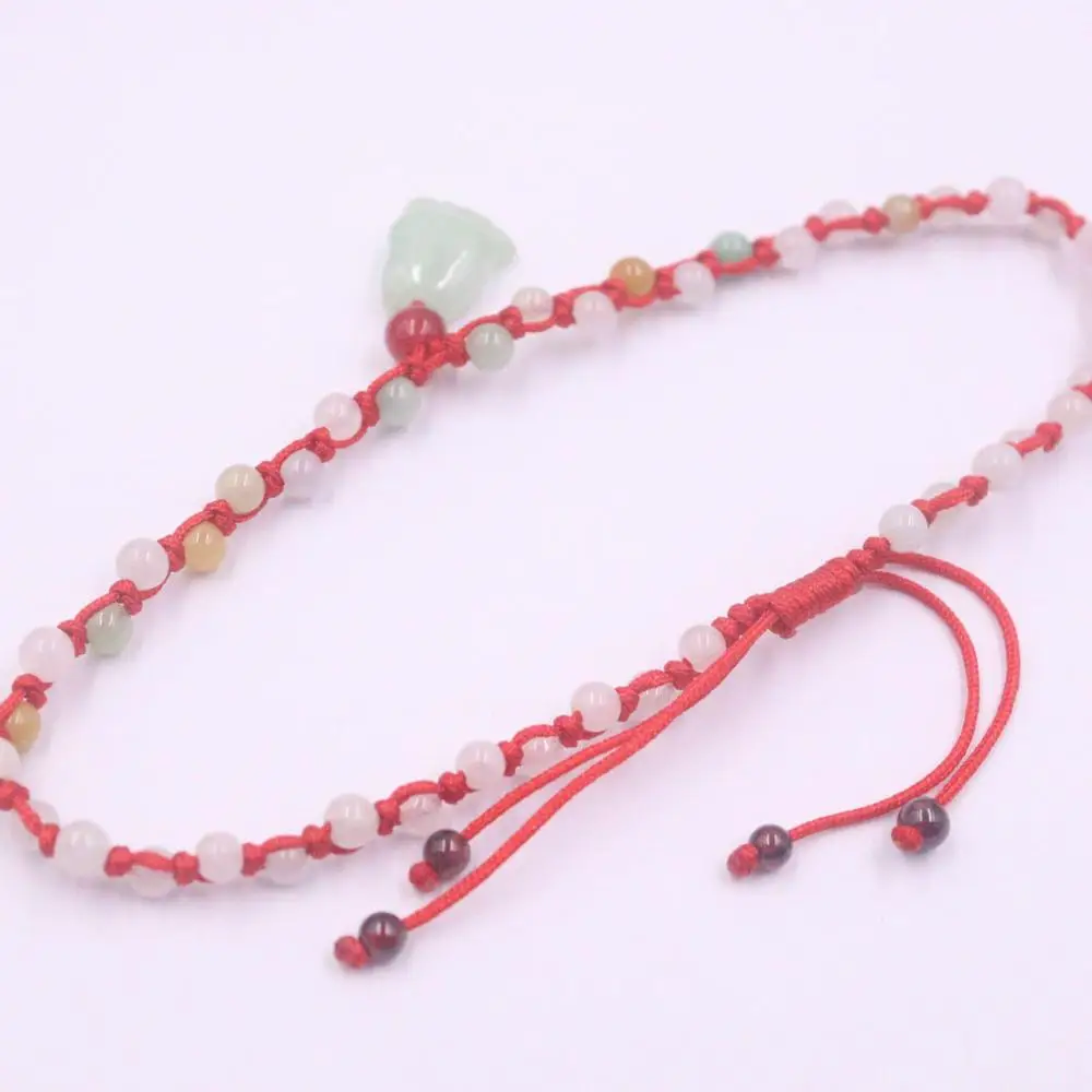 Настоящий натуральный нефрит Jadeite ножной браслет изящный Шарм круглые амулеты