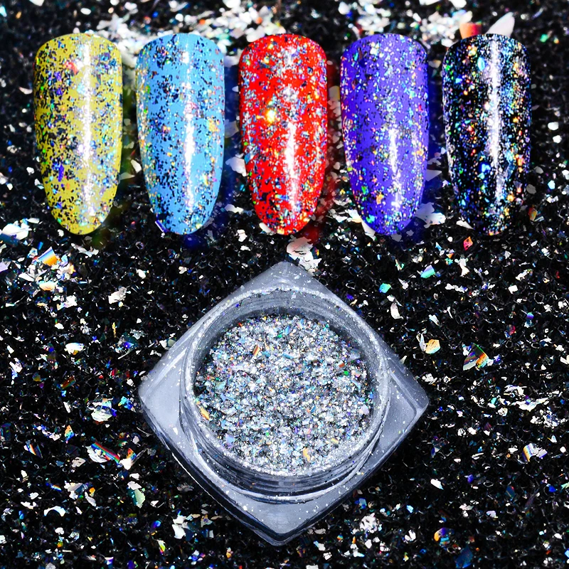 Голографические Блестки для ногтей с четырьмя лилиями Радужные лазерный блеск