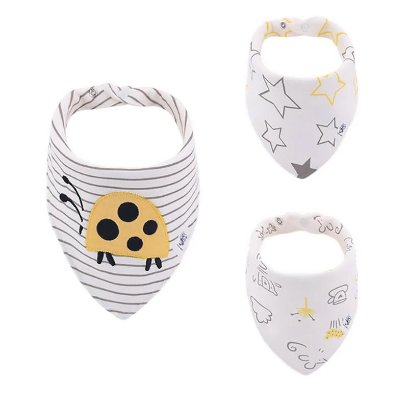 qksj002-21 3-Pack/lot Baby Bibs 100%Cotton Waterproof Cute cartoon print embroidery Saliva Towel Newborn Toddler Infant Boys Girls Stuff - Цвет: qksj002-21