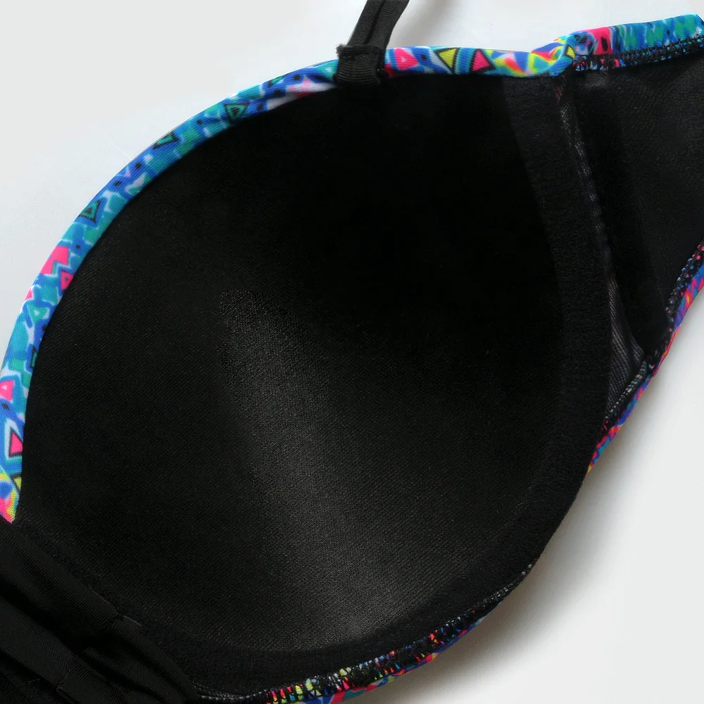 

2021 Sexy Bikinis Solid High Waist Floral Dots geometry Print Bikini Padded Swimsuit Female Swimwear Beachwear New Biquini