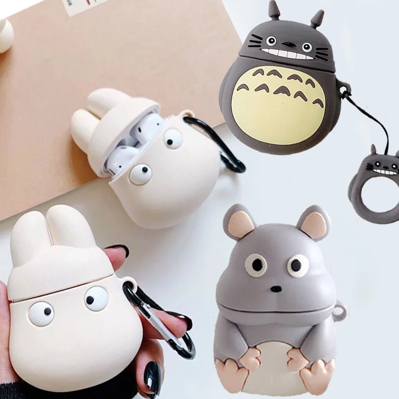 3D Милый Kawaii аниме мультфильм мышь Тоторо Кролик чехол для Apple Airpods 1 2 Безликий