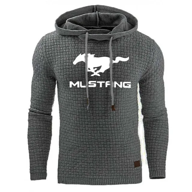 Толстовка мужская с капюшоном свитшот принтом логотипа машины Mustang спортивная