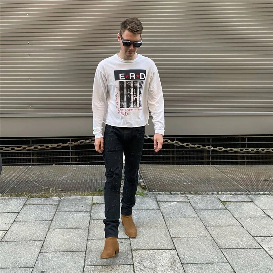 

Loose ERD Long Sleeve T-Shirt Men Women 1:1 Character Avatar Print Top Tee BULLY Retro E.R.D T Shirt