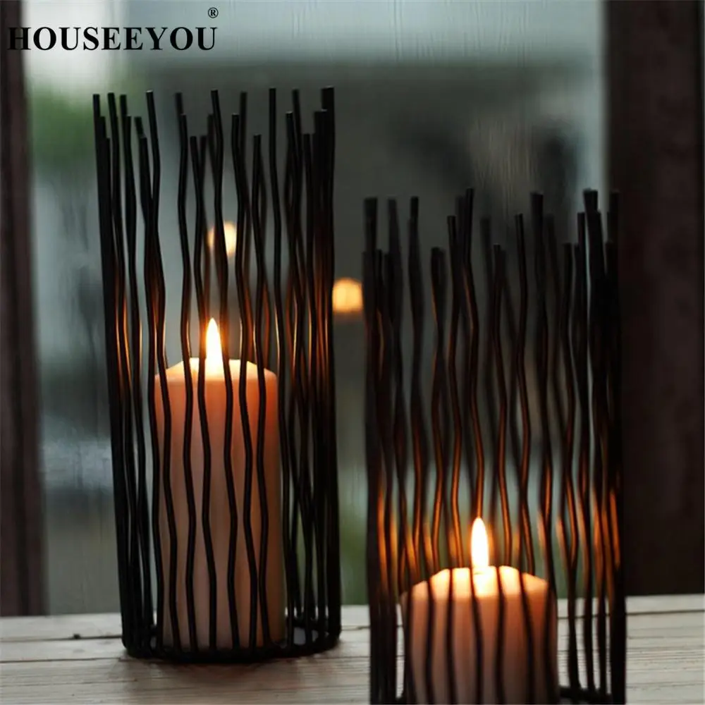 Черная металлическая настольная лампа в богемном стиле подсвечники для свадьбы