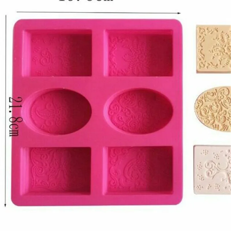 6 форм овальная Прямоугольная форма для торта силиконовая мыла ручной работы