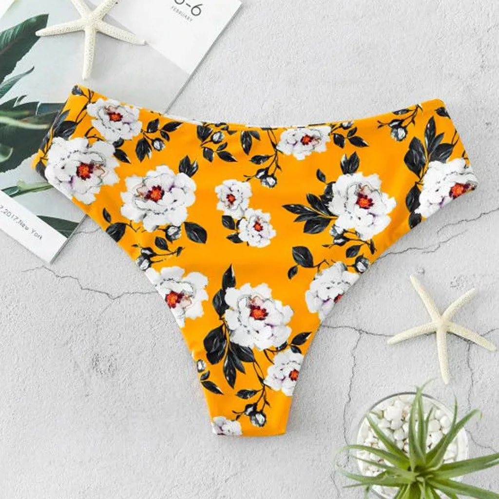 Сексуальные однотонные стринги бикини с цветочным принтом Бразильские