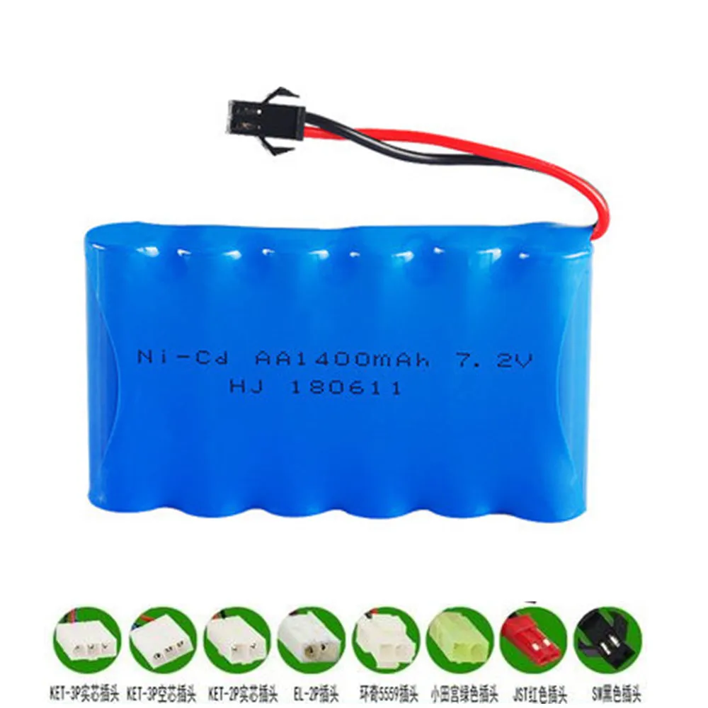 7,2 v 1400mAh AA Ni-CD перезаряжаемая батарея для радиоуправляемых игрушек, автомобилей, лодок, пистолетов, радиоуправляемых частей 7,2 v nicd aa 1400 mah батарея