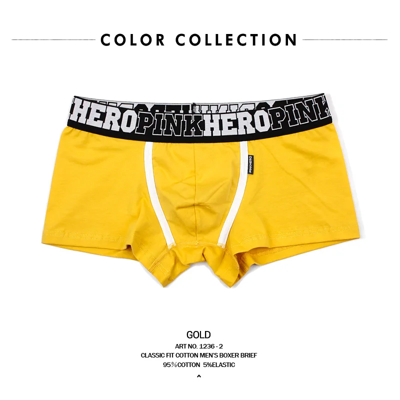 1236 Pink Heroes высокое качество хлопок Для мужчин нижнее белье, нижнее белье, удобные, мужские трусы, модные однотонные мужские трусы U-сумка шорты-боксеры Прохладный - Цвет: 1236