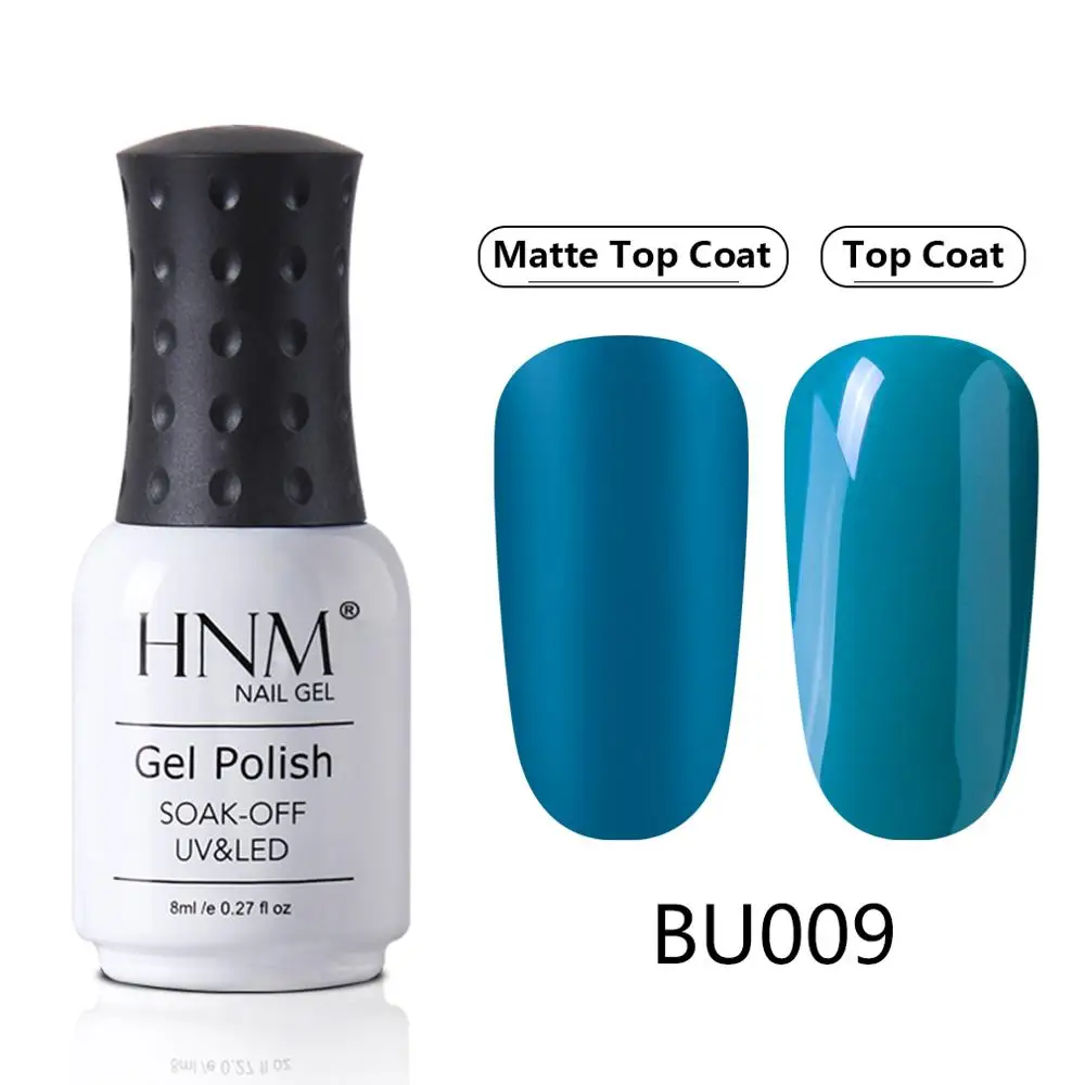 BU009 HNM Blue Purple Matte Effect Gel Nail Polish Need Matt Top Coat Base Semi Permanent UV LED Lamp Hybrid Varnishes Lacquer Gellak - Цвет: BU009