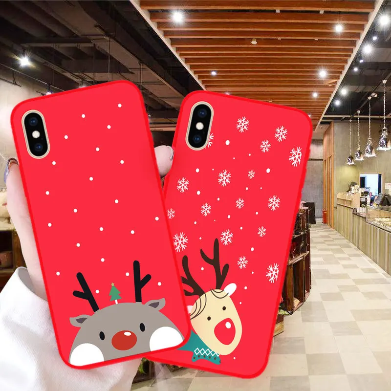 Чехол с рождественским оленем для iphone XR 11 Pro XS Max X силиконовый матовый чехол 7 8 6 S