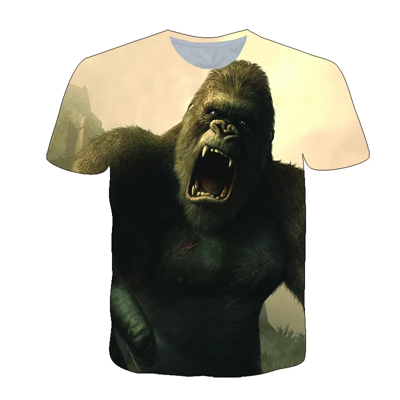 

2021 Super Cool Child T-Shirt Short-Sleeve King Kong Clothing For Boys 3D Print Summer Wear Fashion Casual Top Kids Clothes Tee