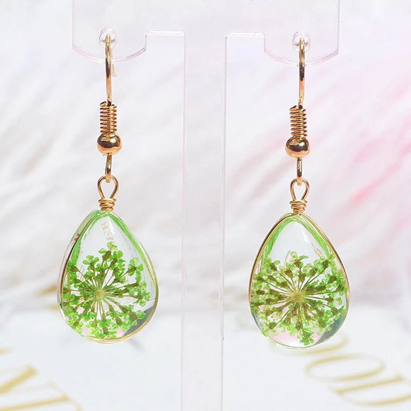 

Korean Version Of Water Droplets Small Fresh Glass Ball Earrings For Girls Sweet Flower Earrings Daily Jewelry Gifts