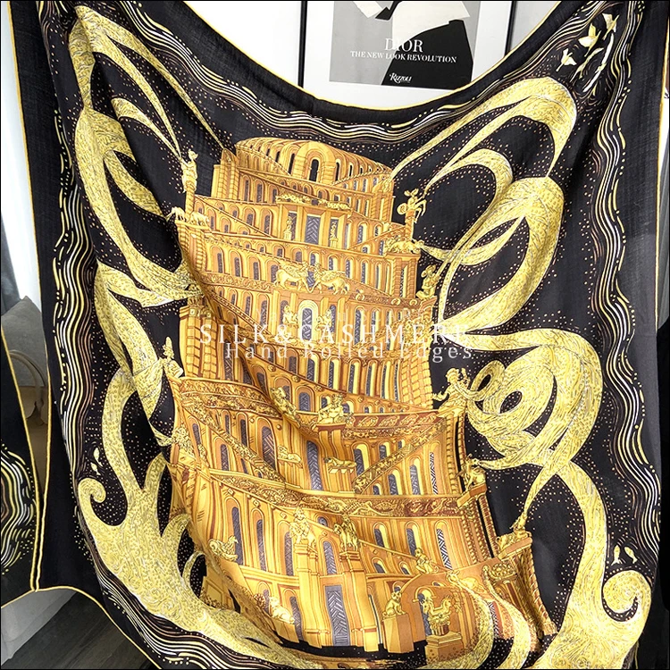 

Кашемировый Шелковый пашминовый дизайнерский кашемировый шарф очень большой зимний шарф для женщин кашемировый рулонный Подол 140 см