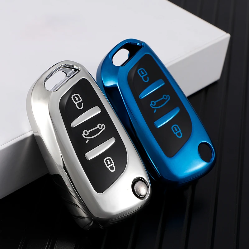 

Чехол для автомобильного ключа из ТПУ для Peugeot Citroen C1 C2 C3 C4 C5 DS3 DS4 DS5 DS6 3, Чехол для автомобильного ключа с кольцом-кнопкой, аксессуары, чехол