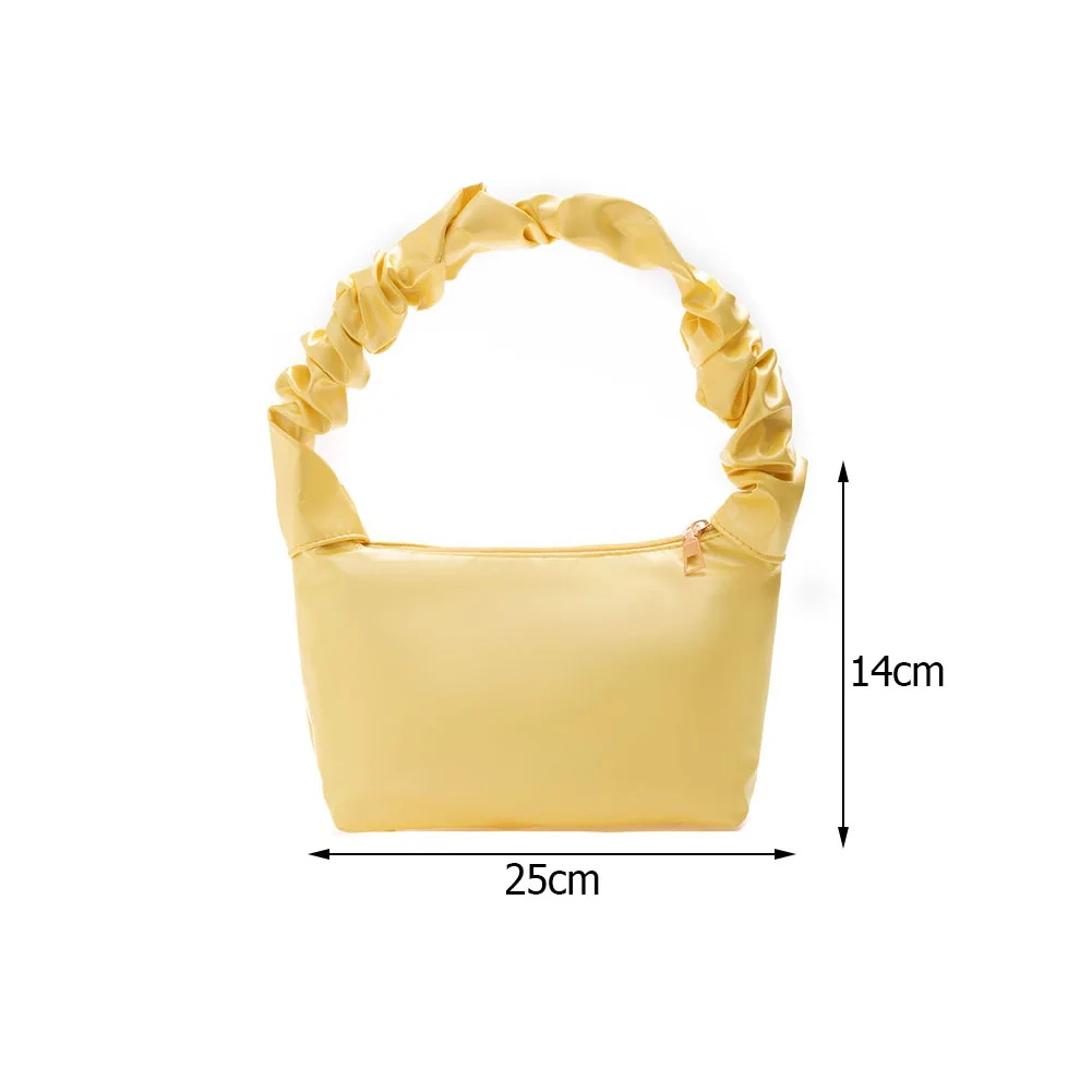 

Fashion PU Leather Pleated Shoulder Bags Beautiful Women Solid Color Underarm Bag Casual Ladies Top-handle Small Handbags Purses