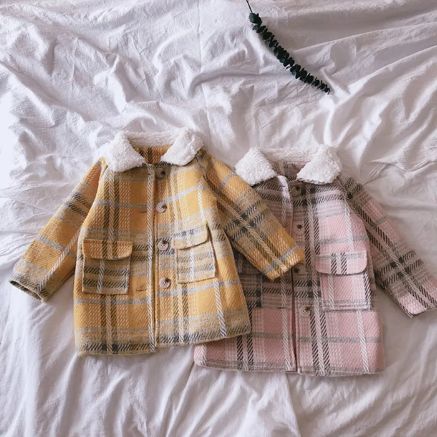 Новая детская одежда зимние клетчатые пальто для маленьких девочек куртки