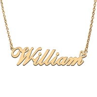 love heart william name necklace for women stainless steel gold silver nameplate pendant femme mother child girls gift