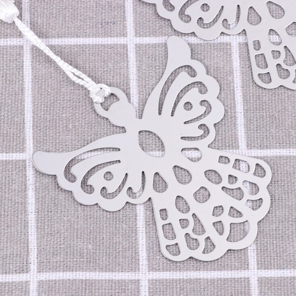 

Silver Metal Angel Wedding Party Favors with White Silk Tassel Pack of 6