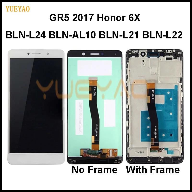 Для huawei ЖК-дисплей Дисплей для huawei Honor 6X BLN-L24 BLN-AL10 BLN-L21 BLN-L22 кодирующий преобразователь сенсорного экрана в сборе рамка