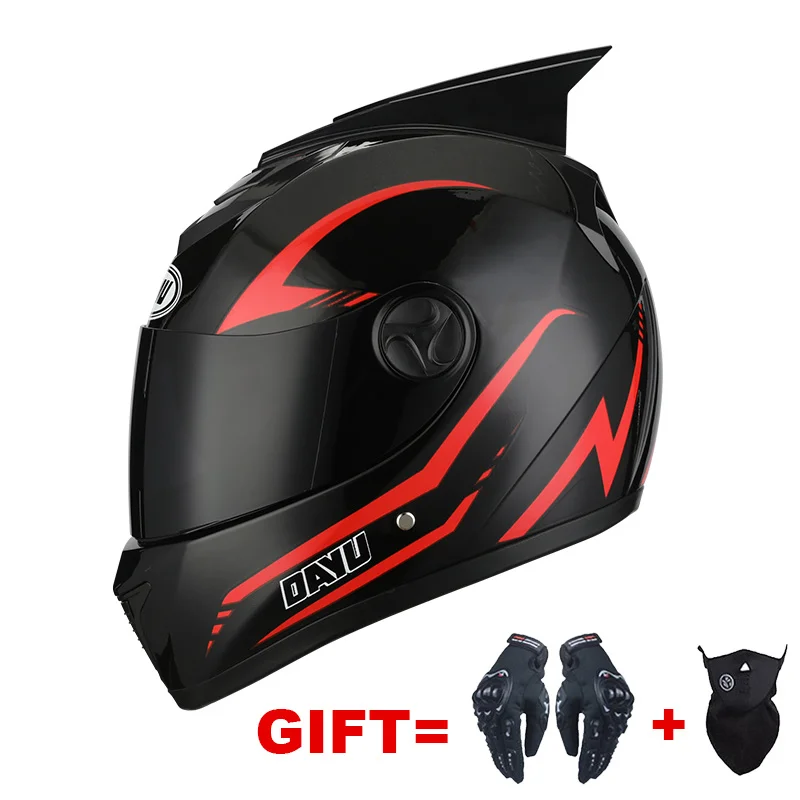 

2 Gifts Ear Full Face Motorcycle Helmet Dual Lens Casco Motorbike Capacete Double Visors DOT Approved Winter Warm For Adults