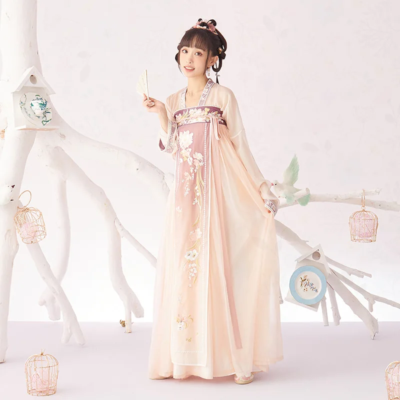 

Son [Белая кардамоновая кипяченая вода] вышитая двубортная верхняя одежда без подкладки, плиссированная юбка hanfu для женщин