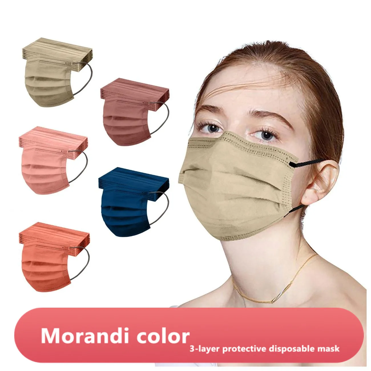 10/50/100pcs Adult Morandi Color Disposable Face Mask 3 Layer Non-woven Mouths Dust Protective mascarillas mondkapjes | Безопасность и