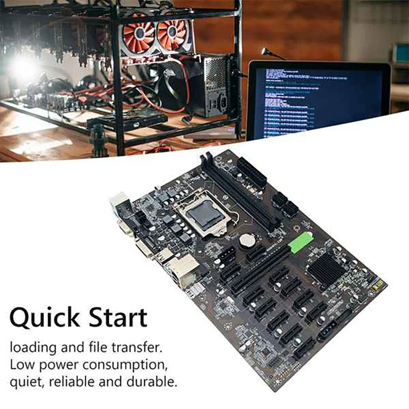 Материнская плата B250 BTC для майнинга 12 PCIE слотов LGA1151 DDR4 RAM SATA3.0 USB3.0 с процессором