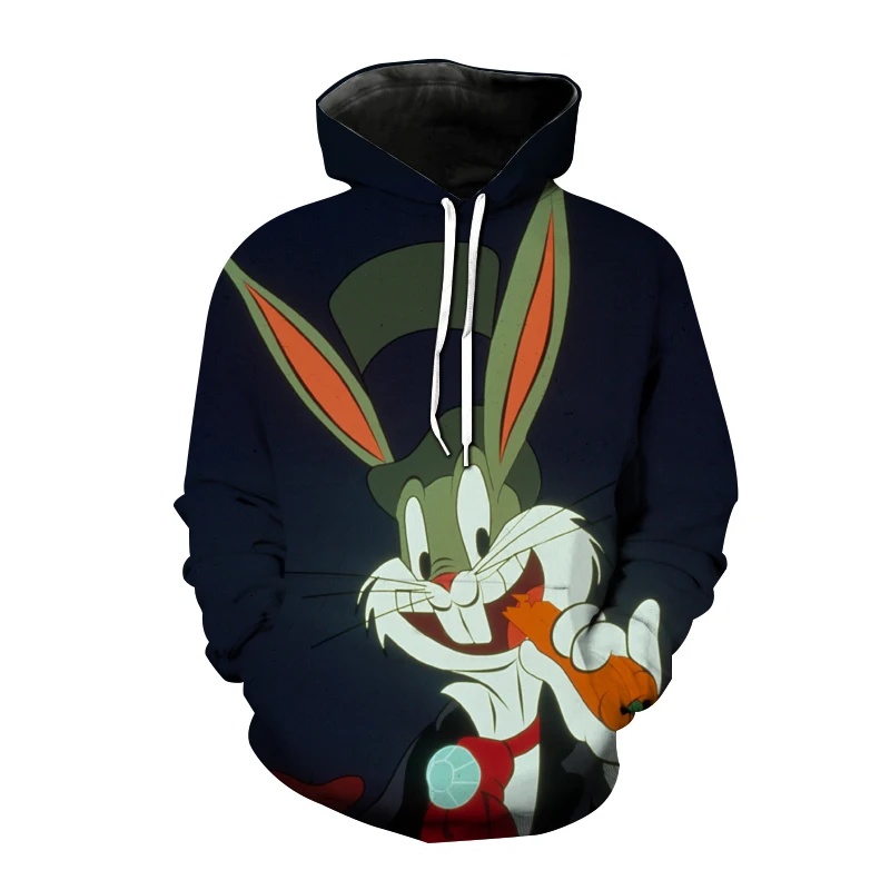 

Spring and autumn new 3D printing men's sweater animal rabbit hoodie casual cute small size boys and girls pullover hoodie