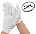 20 шт., белые хлопковые дышащие эластичные перчатки средней толщины
