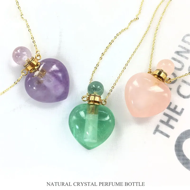 Натуральный камень подвеска в виде бутылочки парфюма ожерелье эфирное масло