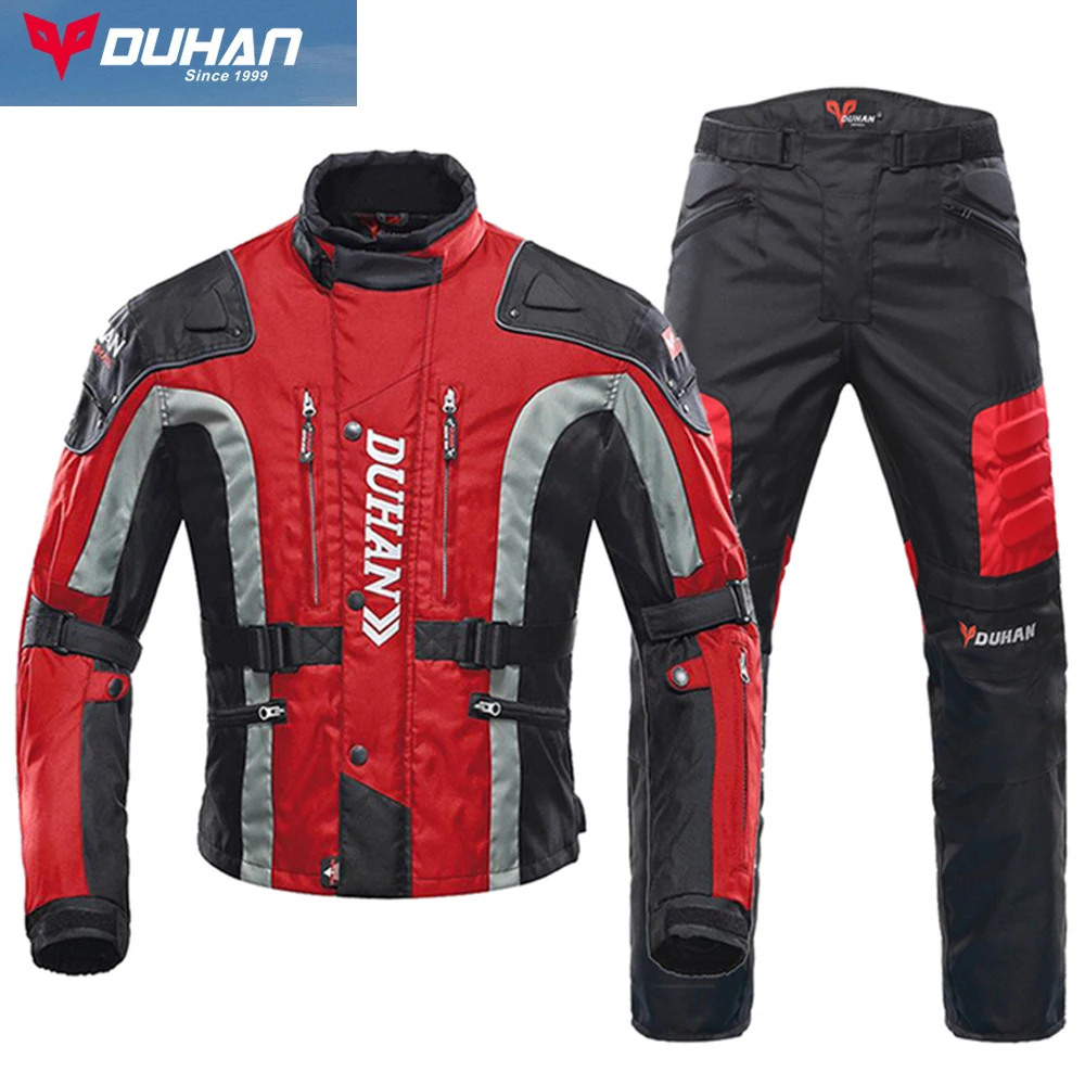 DUHAN Motorcycle Men's Jacket Motorcross Pants Protective Gear Suit Waterproof Cold-proof Moto Touring Clothing Autumn Winter