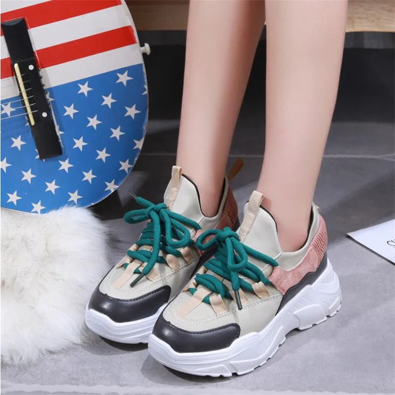 

Women Sport Shoes 2019 Spring Height Increasing Sneakers Women Platform 7 CM Running Shoes Stylish Casual Gym Athletic Footwear