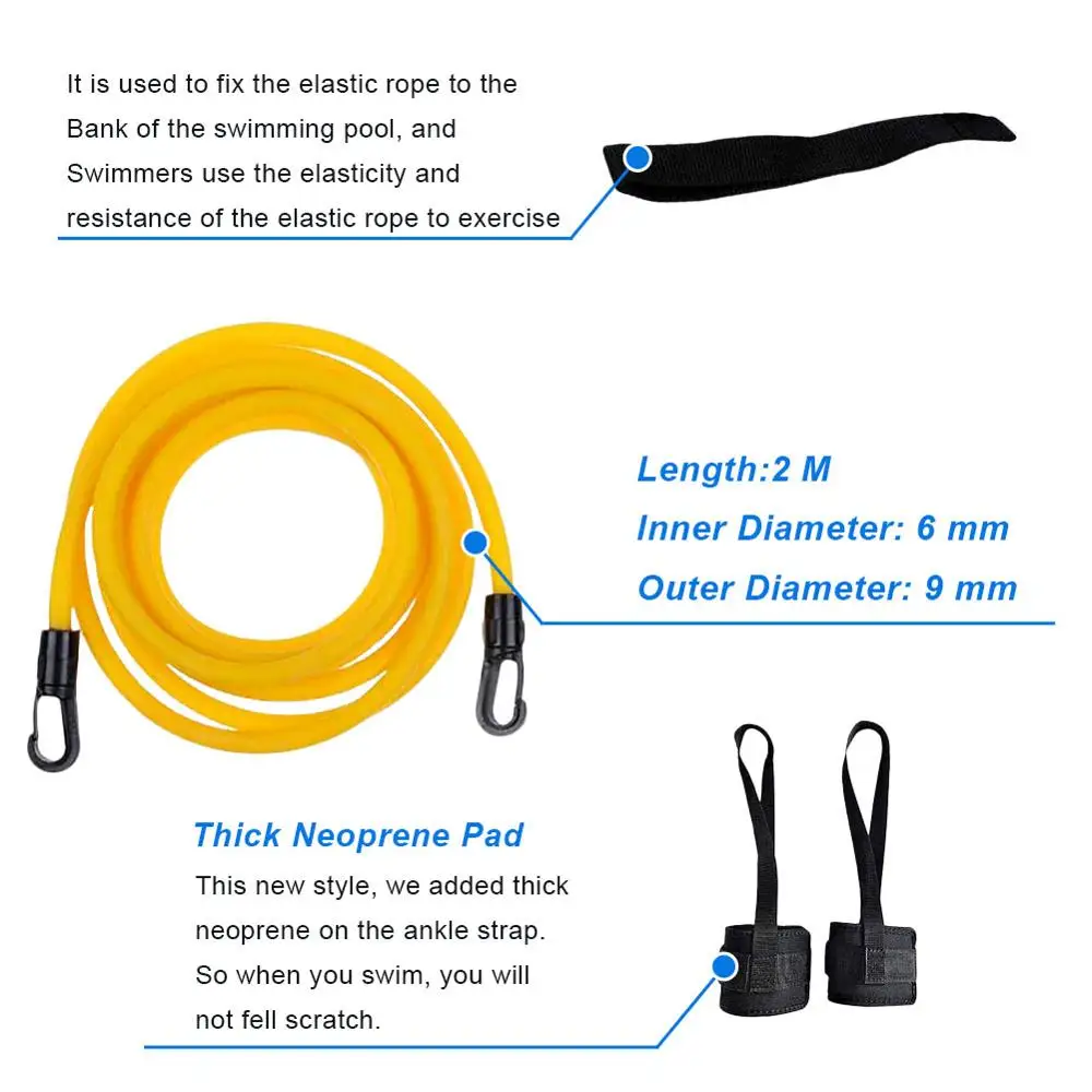 

2M Foot Buckle Swimming Resistance Training Device Breaststroke Training Resistance Swimming Special Strength Training Suit