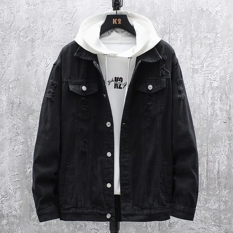 

KOLMAKOV New Korean Style Casual Men's Denim Vintage with Holes Jackets Men Streetwear Jacket Cardigan Coats Male 9 Color M-3XL