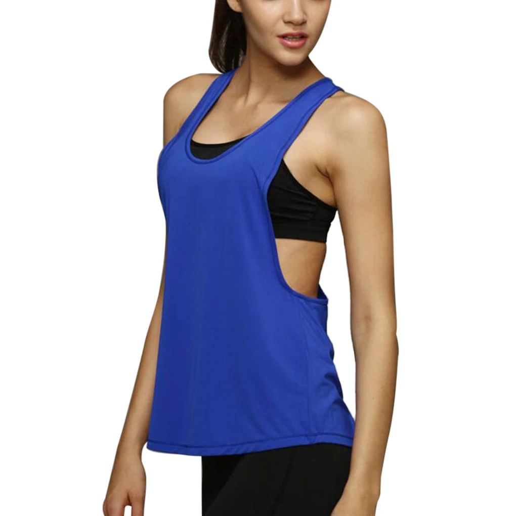 

Quick Dry Women Sleeveless Sport Workout Shirts Vest Sexy Backless Fitness Tops Loose Tank Top Running Training T Shirt