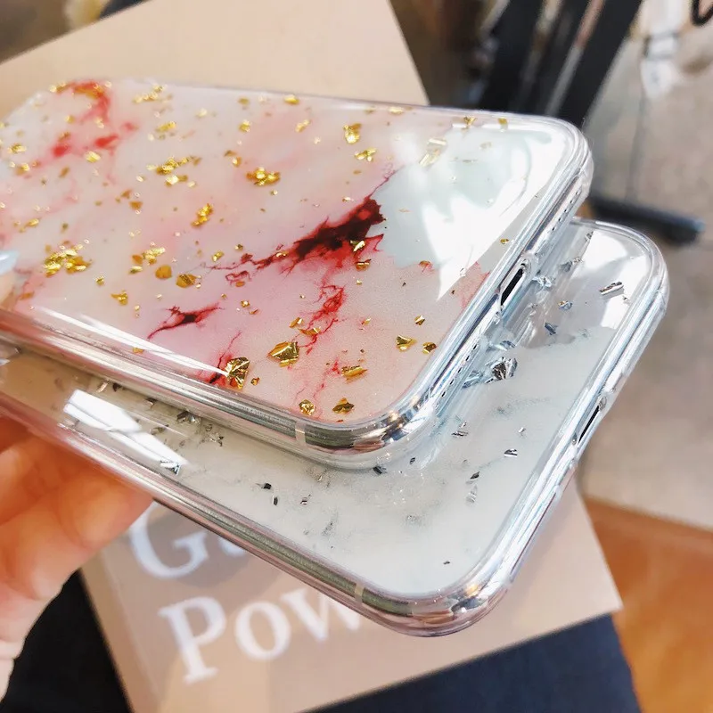 

Lovebay Phone Case For iPhone 11 6 6s 7 8 Plus X XR XS Max Luxury Bling Gold Foil Marble Glitter Soft TPU For iPhone 11 Pro Max