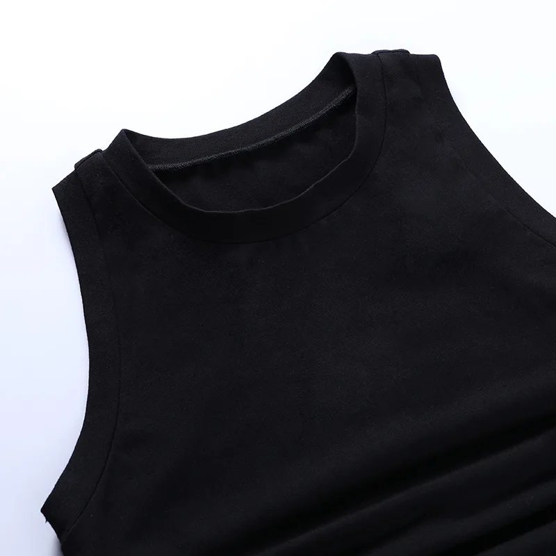 

Summer New Round Neck Solid Color Tank Tops Drawstring Sexy Hollow Sleeveless Crop Top Streetwear Ropa Mujer En*