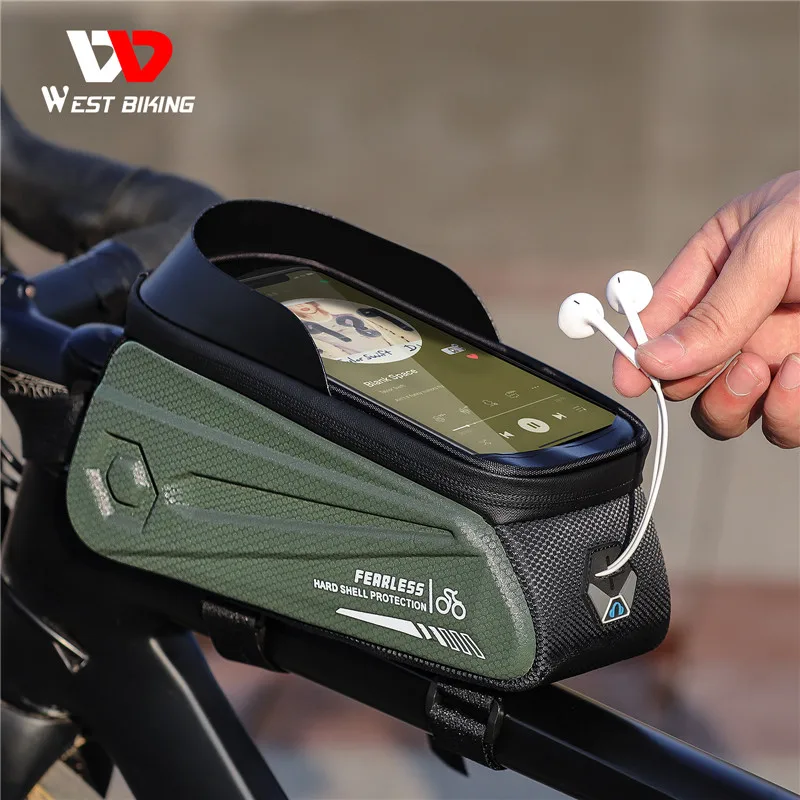 

WEST BIKING Rainproof Bicycle Bag MTB Bike Frame Front Top Tube Cycling Bag 7in Touchscreen Phone Case Pack Bike Accessories